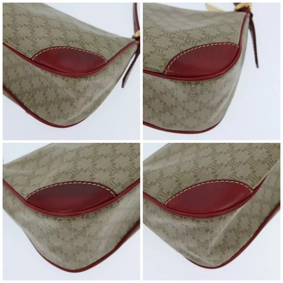 CELINE Macadam Canvas Accessory Pouch Coated Canvas Beige Red Auth yk15592 - Picture 15 of 15